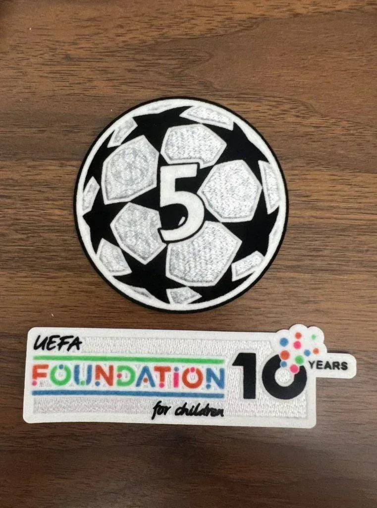 UCL Champions League 5 Times Winner + UEFA 10 Years Anniversary Foundation Official Patch - Nafan Collection